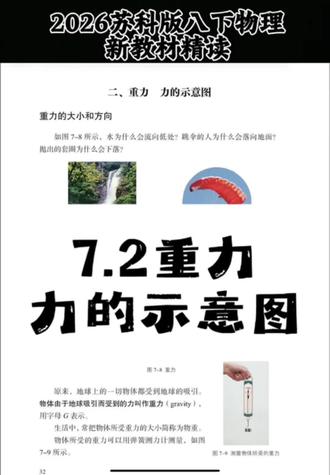 2026苏科版八下物理新教材精讲❗️7.2重力 力的示意图✔️#苏科版八下物理 #苏科版八年级物理 #江苏初中 #苏州初中 #寒假预习
