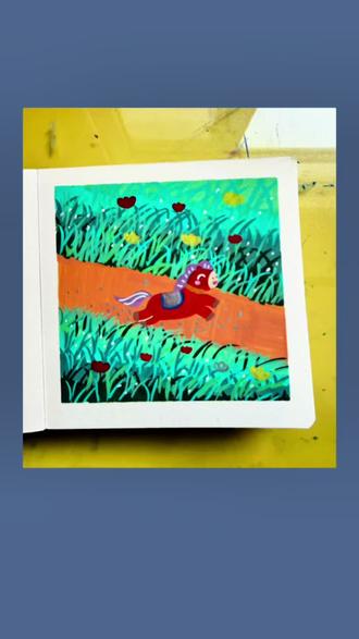 忽然开始期待春天#画画#画画教程 #跟着抖音学画画 #田野里奔跑的小马