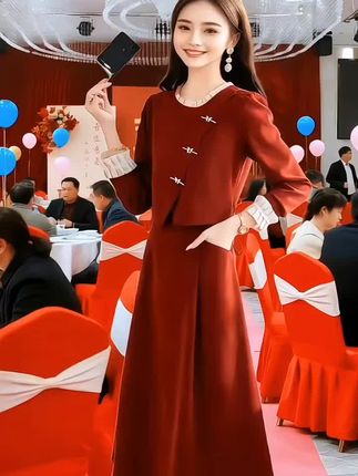秋季新款A字裙中式连衣裙长袖拼接洋气女装时尚气质百搭##被秋日氛围感穿搭拿捏了