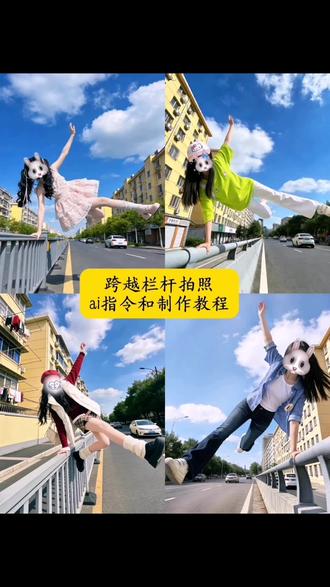 跟豆包说:帮我生成一张图
动作:单掌撑在灰色马路护栏上,身体呈悬浮侧飞姿态,一只腿向前伸展,另一只腿向后弯曲,一只手臂向上扬起,姿态动感轻盈,身体保持刚刚侧身飞跃过栏杆的姿势
背景:晴朗蓝天与白云,街道旁的黄色居民楼、绿树和行驶的车辆,整体是充满活力的城市街景。
风格:写实摄影风格,自然光明亮清晰,画面充满动感与张力。
跨越栏杆拍照姿势ai指令和教程来啦!#豆包ai ,#豆包P图已经nextlevel了 #拍照姿势不重样 #青春一去不复返我们已不再年轻 #搞笑日常 豆包生成指令 ai生图指令 跨越栏杆拍照姿势 跨越栏杆ai指令 跨越栏杆特效口令 手撑栏杆跳跃拍照指令