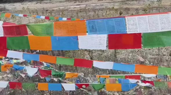 扬动的经幡 蓝是天,白是云
红是火,绿是水
黄是大地,稳稳托着藏地的魂
风一来,经幡就醒
每一次飘荡,都是六字真言在吟
嗡嘛呢叭咪吽——
借风的力,把祈愿驮向云深
挂在山口,
挂在玛尼堆旁,挂成一道风景
布帛磨旧,颜色褪透
初心依然不改
万千的风飘过经幡
带出万千的吉祥、佛气
每一缕风,都带着祝福
吹过雪山,吹过河谷
吹进每一颗虔诚的心头