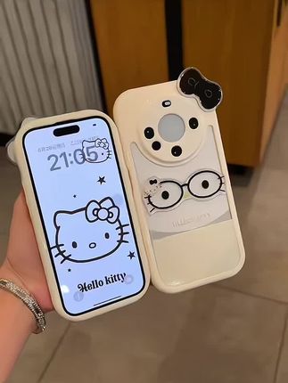 经典黑白色戴眼镜的kt,简直不要太可爱了呀#iphone手机壳 #爱了爱了 #手机壳 #炸街高级感手机壳 #闺蜜同款