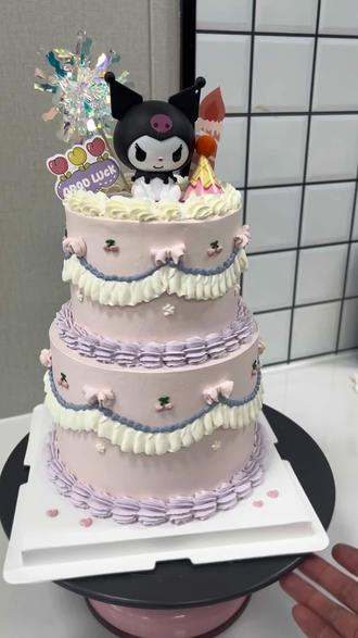 双层蛋糕打桩小技巧 #双层蛋糕打桩 #女孩双层生日蛋糕