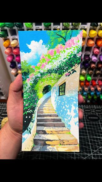 晴日花廊|丙烯马克笔|附色号步骤 沿着花阶向上走,风里都是春天的味道。
🖊️:歌马
📒:星以文创
👀:六条
#丙烯马克笔#翻翻乐#绘画过程#跟着抖音学画画#花