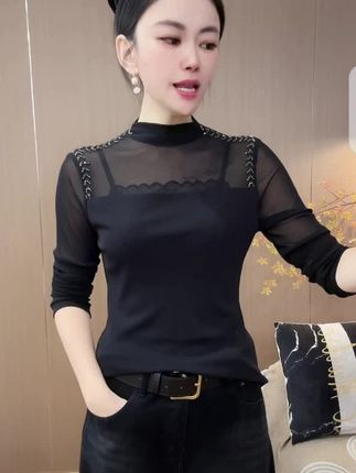【9805】新品微透亮点时髦内搭上衣高级感上衣