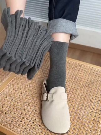 佩,足中筒袜子女堆堆袜春秋季高筒袜秋冬款月子纯色棉长女袜ins潮#松弛感穿搭