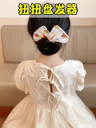魔术扭扭夹花苞头女童女孩可爱头饰蝴蝶结丸子头发箍宝宝公主发饰#发饰 #盘发器 #扭扭盘发器