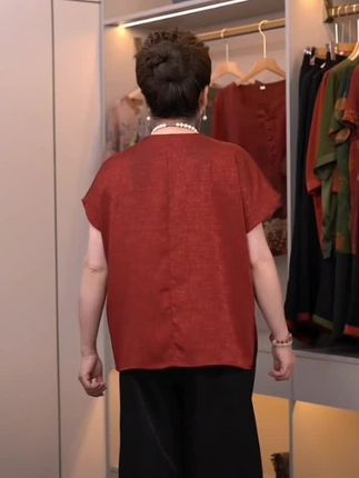 中老年夏装套装女妈妈套装T恤宽松衣服老太太夏奶奶装天透气小衫