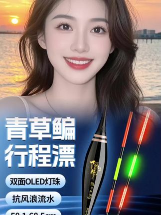 何跑跑青鲢草鱼(OLED超亮纯硬尾)夜光漂日夜两用行程清晰(带电池)#大物漂#日夜两用行程漂#鲢鳙大物漂#行程漂
