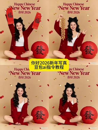 你好2026新年写真AI指令教程来了#豆包ai,#豆包P图已经nextlevel了