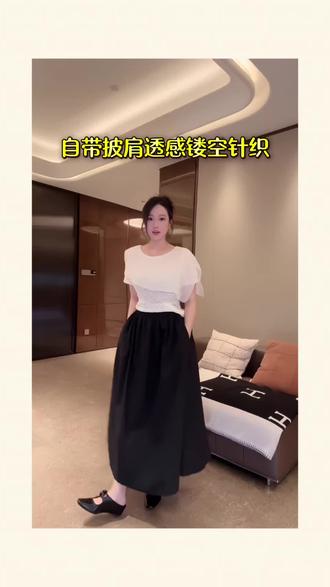 DALI PLUS"海风肌理衫“自带披肩透感系列镂空针织上衣-SD602491 #不用力也能穿出质感的减法穿搭 #一眼心动的夏季穿搭 #美出高级感 #高品质女装#显瘦穿搭