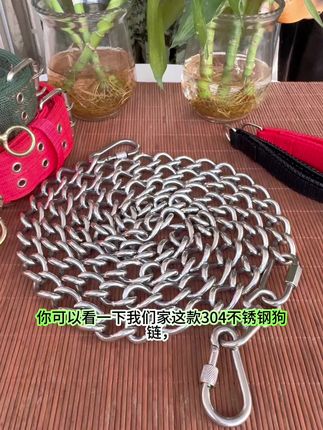 不锈钢狗链子大型犬中型犬小型犬铁链项圈调节狗绳防咬斗牛栓狗链#原创视频 #萌宠动物 #趣味知识科普 #只做精品