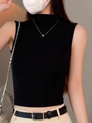 螺纹黑色半高领吊带背心女春夏修身外穿短款内搭无袖显瘦打底上衣#吊带背心 #打底背心 #无袖上衣#半高领上衣 #内搭外穿都好看 @DOU+小助手 @抖音小助手 @DOU+上热门