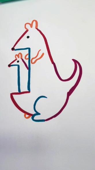 77画袋鼠🦘#自学画画打卡 #简笔画 #画画 #跟着抖音学画画 #儿童学画画