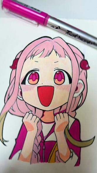 由于主包不信邪,又发了一遍!! #谁还没点艺术细胞 #丙烯马克笔绘画 #地缚少年花子君 #花子君宁宁