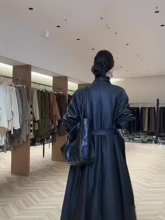 长款大翻领皮风衣外套2025秋季装新品女装时尚洋气显瘦气质长外套#时尚气质穿搭 #时尚洋气气质皮衣 #长款气质皮衣外套