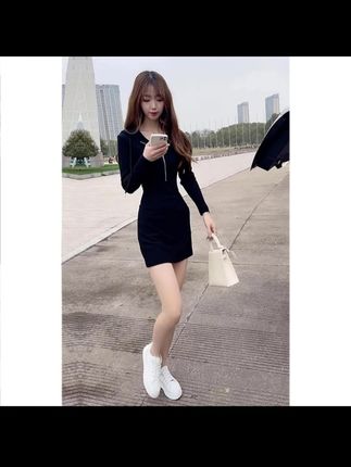芯娇晴秋季别致独特裙子小个子辣妹包臀裙长袖连衣裙2025新款女士#时尚女装 #谁穿谁好看 #新款女装 #时尚穿搭分享