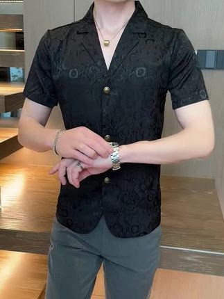 提花短袖衬衫男#夏季穿搭 #短袖衬衫 #衬衫 #潮流穿搭 #男士衬衫