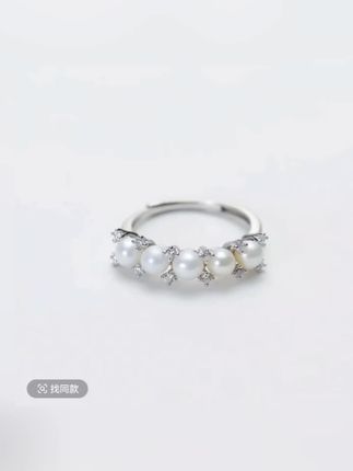 925银戒指 925银戒指 4-5mm淡水“倪妮”同款戒指时尚简约轻奢#925银戒指#时尚简约#好物推荐#倪妮