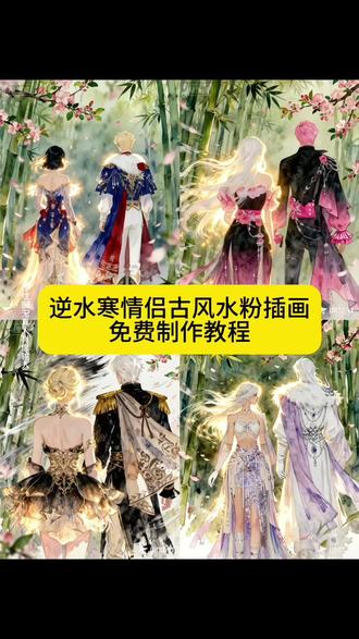 你们都在找的逆水寒情侣古风水粉插画制作教程来了,#即梦ai #逆水寒古风水粉插画ai指令 #逆水寒古风水粉插画ai特效 #逆水寒古风水粉插画教程 #逆水寒