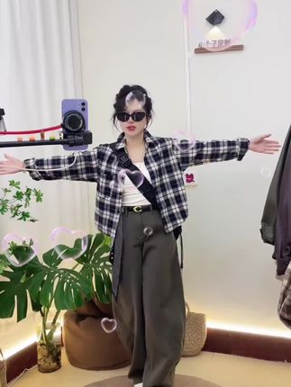 【小个子衬衣】秋季格子衬衣女韩版简约开衫外套百搭休闲长袖衬衫 #秋季新款#谁穿谁好看#简约百搭#气质高级#遮肉显瘦