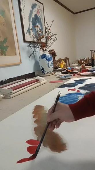 快过年了,给家增添一副画,吉祥又平安!#老北京胡同bgm #写意花鸟 ##