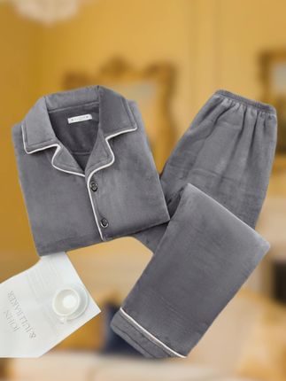 秋冬季男士珊瑚绒睡衣套装加厚加绒秋季长袖保暖冬天法兰绒家居服,#男士 #男士穿搭 #穿搭技巧 #穿搭推荐