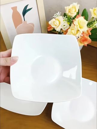8英寸轻奢四角碗韩餐翘角碗家用盘碟陶瓷水果:/ 沙拉碗#结实耐用 #好看又便宜 #四角碗盘