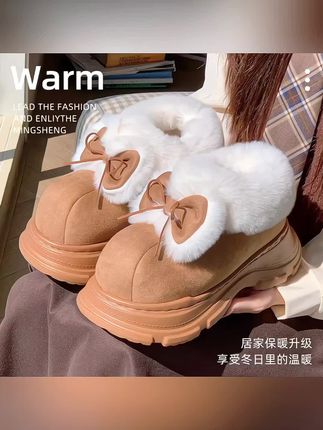 秋冬外穿爆款雪地靴女款2025立体蝴蝶结踩屎感简约厚底时尚防滑#雪地靴女 #女靴推荐 #蝴蝶结 #踩屎感