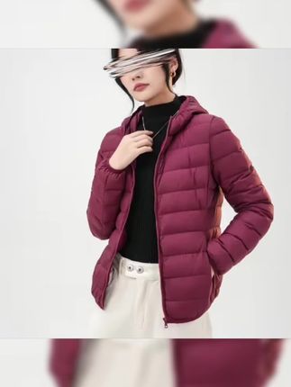 #亚兰奴白鸭绒连帽立领时尚轻薄款羽绒服