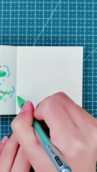 蜿蜒小路、彩色山丘和春风里散步的你#又简单又好看的画 #创作者中心 #画画 #跟着抖音学画画 #拥抱春天主题画