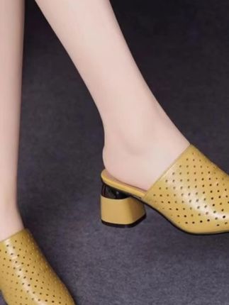2025新款夏季真皮包头半拖鞋女软皮尖头高跟鞋中跟凉拖鞋外穿凉鞋#时尚穿搭时尚穿搭时尚 #穿出高级感 #便宜又好穿 #高端大气 #好穿不累脚