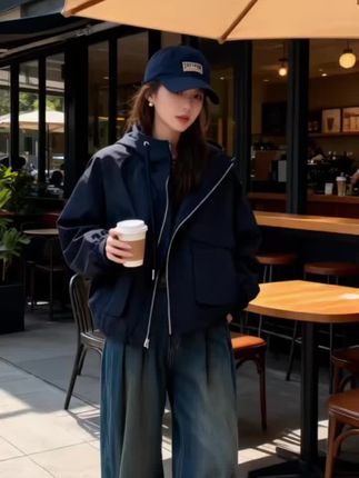 #加绒加厚外套 #派克服 #短款外套 #工装夹克外套 #简约穿搭