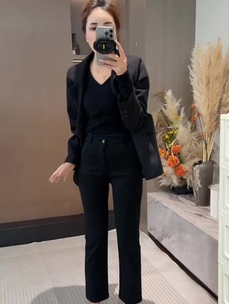 高腰显瘦烟管裤#显高显瘦显腿长 #洋气百搭