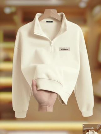 #休闲百搭 #时尚卫衣 真维斯春秋卫衣女新款2025爆款洋气女装小个子宽松短款半拉链外套#卫衣穿搭 #卫衣