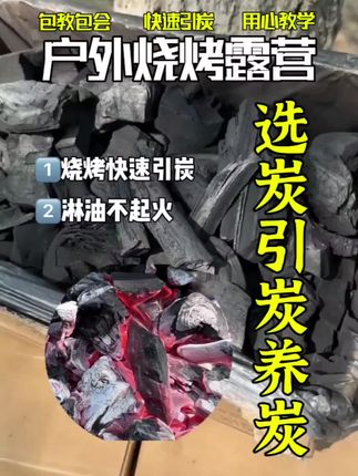 户外烧烤选炭引炭主打一个快#烧烤 #烧烤炭 #羊肉串 #露营美食