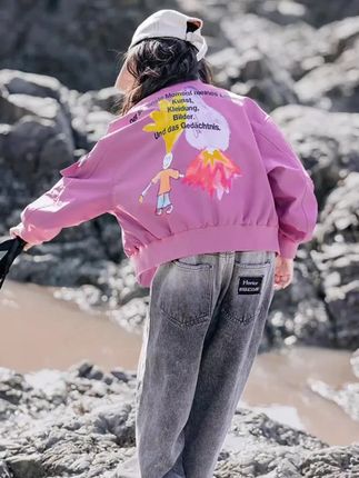 #潮酷穿搭 #户外穿搭时尚又百搭的 BANDOCIN/半度闲女童外套棒球服秋装儿童休闲洋气中大童宽松开衫#出游穿搭 #女童夹克外套 #爆款热卖中