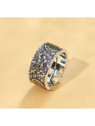 #无限回购的宝藏单品 #足银戒指 990纯银宽版招财貔貅戒指男复古国潮霸气可调节个性礼物#貔犰复古戒指#貔犰戒指#复古霸气十足戒指