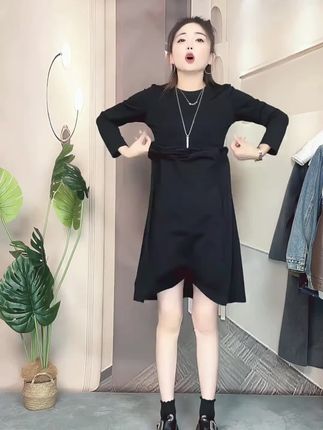 老钱风女装2025年新款韩版时尚休闲显瘦长款打底裙黑色连衣裙 #连衣裙 #面料柔软舒适 #休闲穿搭 #谁穿谁好看 #显瘦遮肉