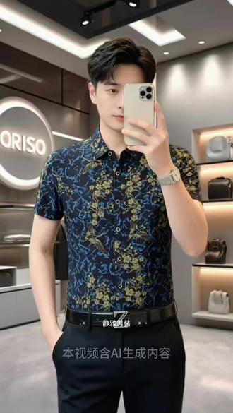 3316男士夏季短袖衬衫花衬衫商务休闲冰丝薄款有弹力带口袋无痕,男人这样穿才有型,男生穿衣搭配高级感,男生质感穿搭,男生这么穿很加分,简约大气有型