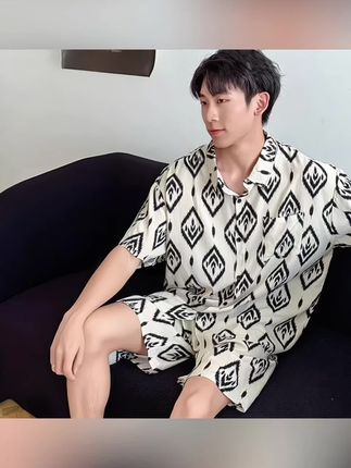 夏季男棉绸睡衣薄款短袖绵绸套装新款大码可外穿家居服#夏季穿搭 #夏季新款 #舒适家居服 #清爽一夏 #睡衣穿搭