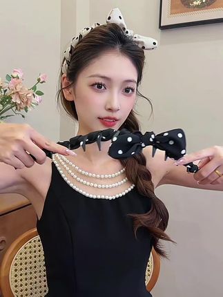 兔耳朵波点高颅顶齿梳发箍,超可爱的哦