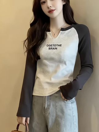#秋季穿搭 #韩式穿搭 #长袖t恤 #内搭外穿都好看#胖瘦都能穿