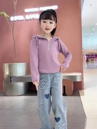 #女童秋季套装 #早秋穿搭#女童时尚套装#时尚洋气#女童牛仔套装