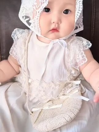 婴幼儿大檐防晒帽夏季薄款透气遮阳帽女宝宝网纱公主帽小月龄帽子