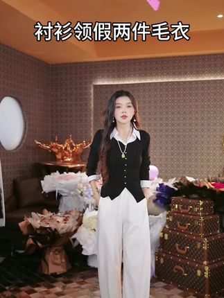 #美搭尽显女神范 #欧韩穿搭 #上衣穿搭 #衬衫假两件毛衣 #新款 简&搭【千屿Sheila】秋冬穿搭 衬衫领假两件毛衣,不管什么场合都能穿