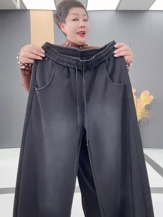 #秋冬新款女装#长裤阔腿 #加绒加厚保暖 #加肥加大有弹力