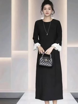 QEIIWMVIP/柒院秋季欧货赫本风宽松显瘦拼接百搭连衣裙#谁穿谁漂亮 #好身材好气质 #时尚气质穿搭 #穿出自信穿出美丽 #这也太好看了