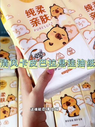 #创作灵感 #好物推荐🔥 #好物分享 #纸巾 卡皮巴拉联名清风抽纸 好Q萌,又实用!!整整十包!