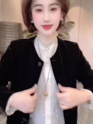 小香风丝绒外套显瘦百搭太好看了吧